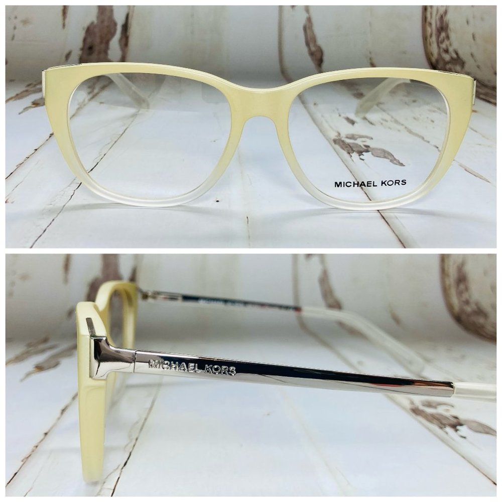 Michael Kors Square Ivory Silver Eyeglasses Glasses Frames NWOT